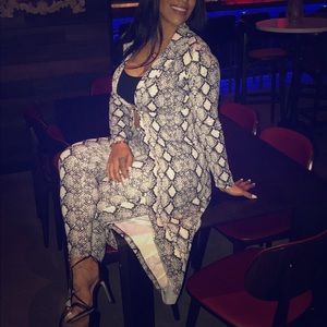 Long snake print jacket with matching pants set